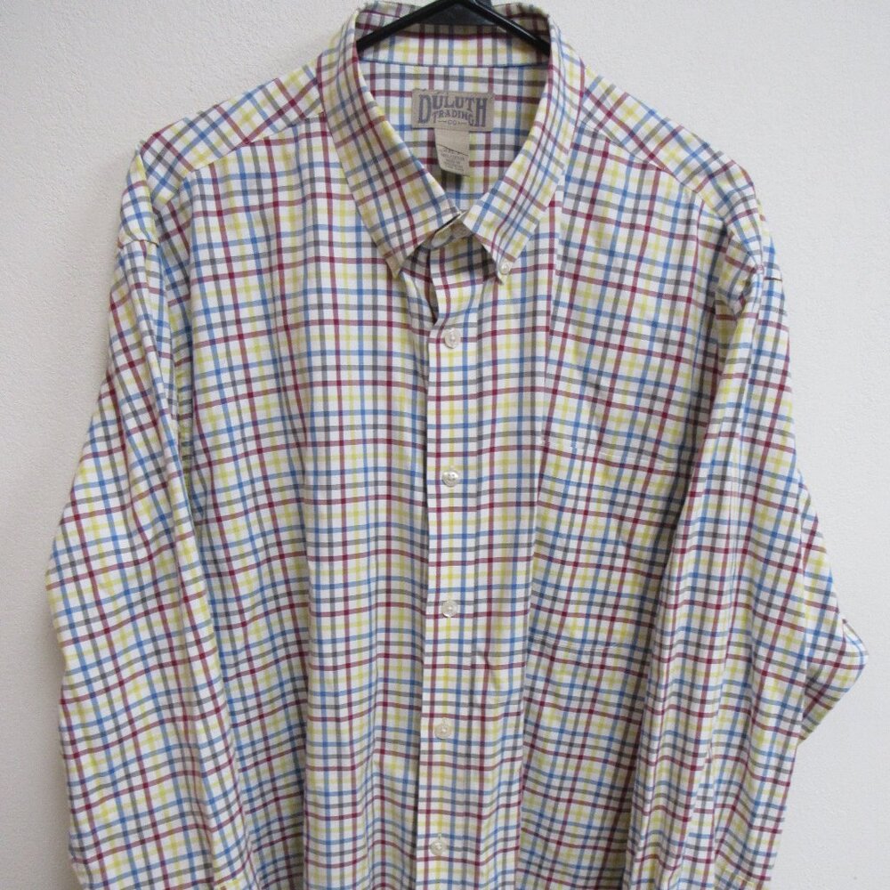 Duluth Trading Co Wrinkle Fighter Multicolor Check L/S Button Down Shirt 2XLT